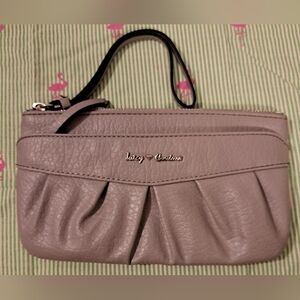 EUC Y2K Juicy Couture Grey Pebble Leather 2 Pocket Casual Wristlet Clutch Purse
